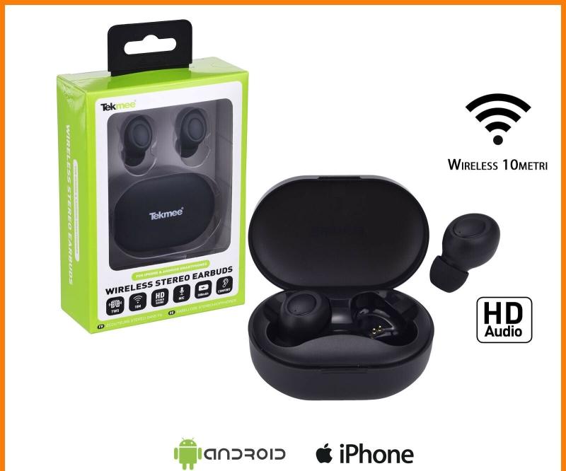 TECNOSHOP Auricolari in-ear bluetooth con microfono Tekmee nero